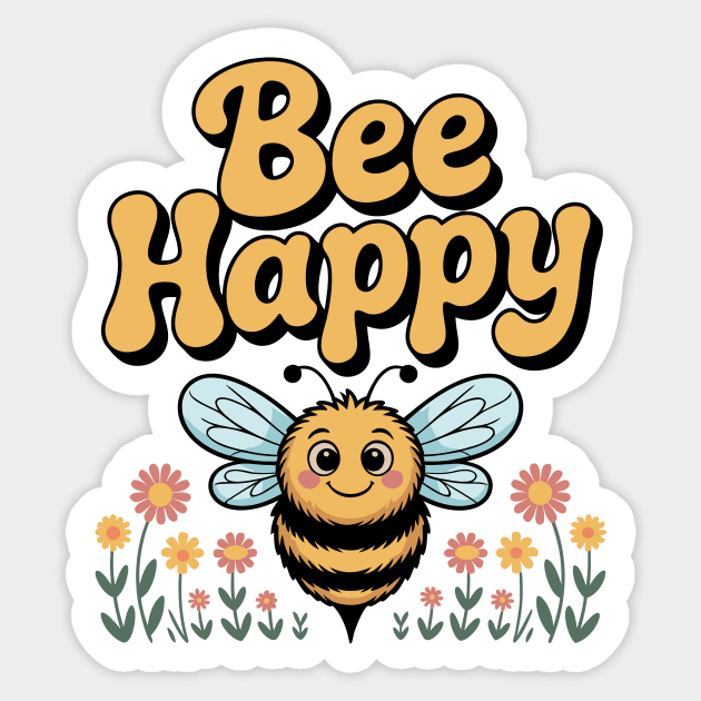 Bee Happy Sticker by CreativeSage
